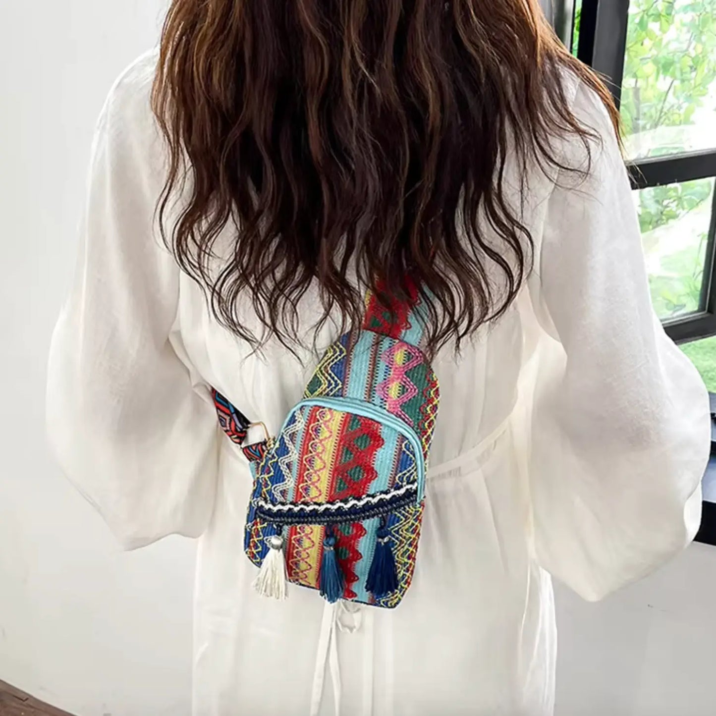 New Ladies Fanny Pack Boho Messenger Bag Fashion Tassel Ethnic Crossbody Chest Bag for Women