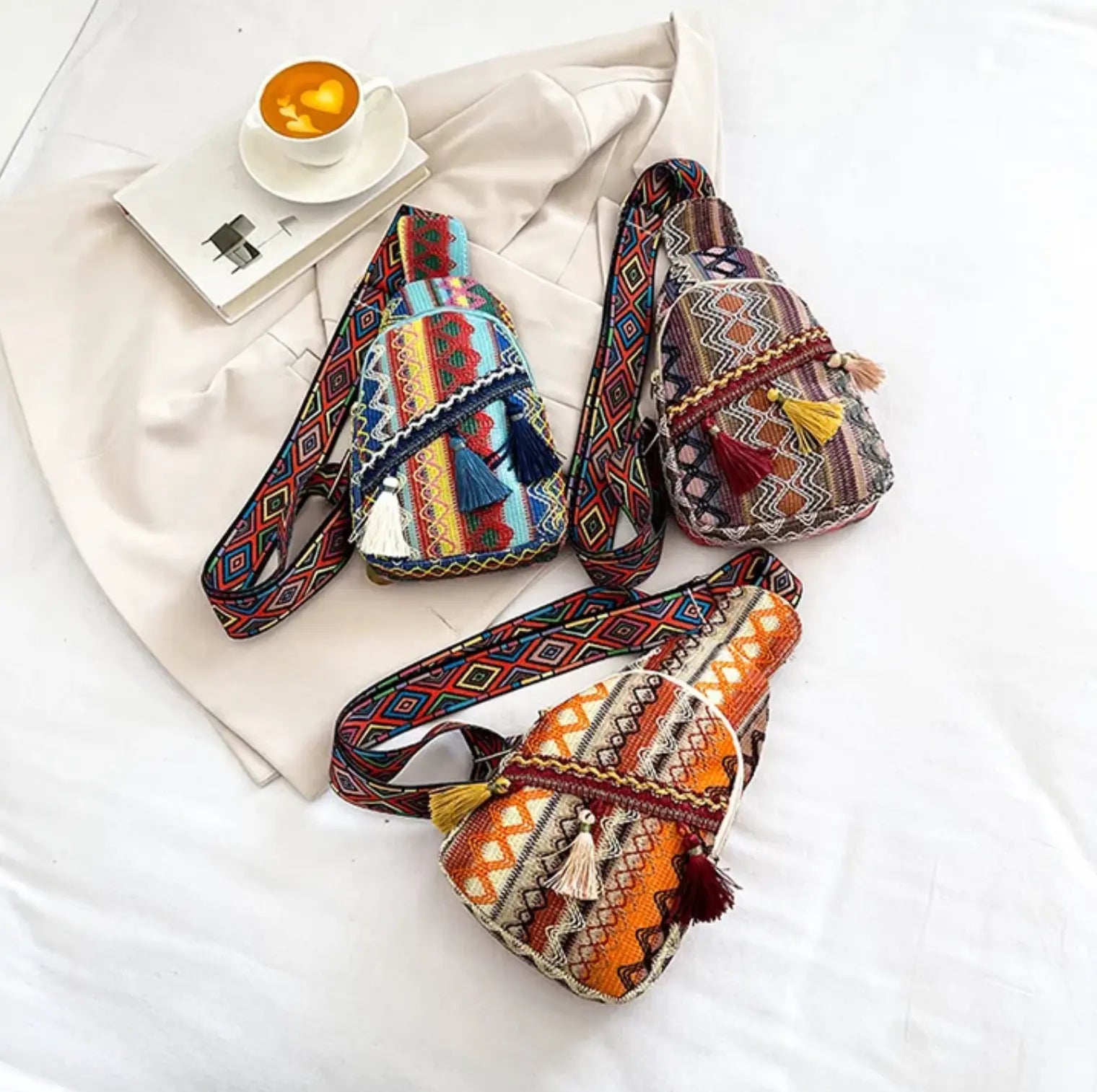 New Ladies Fanny Pack Boho Messenger Bag Fashion Tassel Ethnic Crossbody Chest Bag for Women