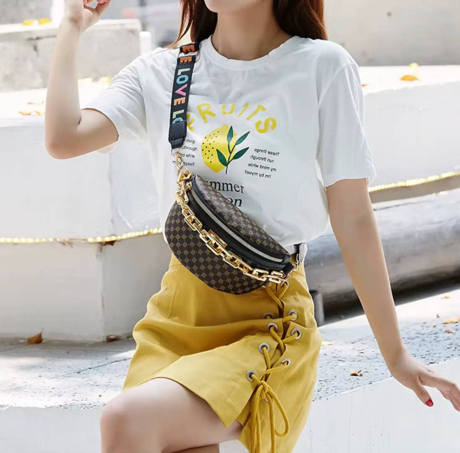 Leopard Ring Print Bag Cross Body Waist pack PU Material One Shoulder Chest Bag Zipper New Leisure Style