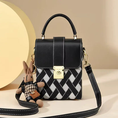 New Fendiz mobile phone bag Fashion Checkered PU Crossbody Bag for Girls Mini Shoulder Bag