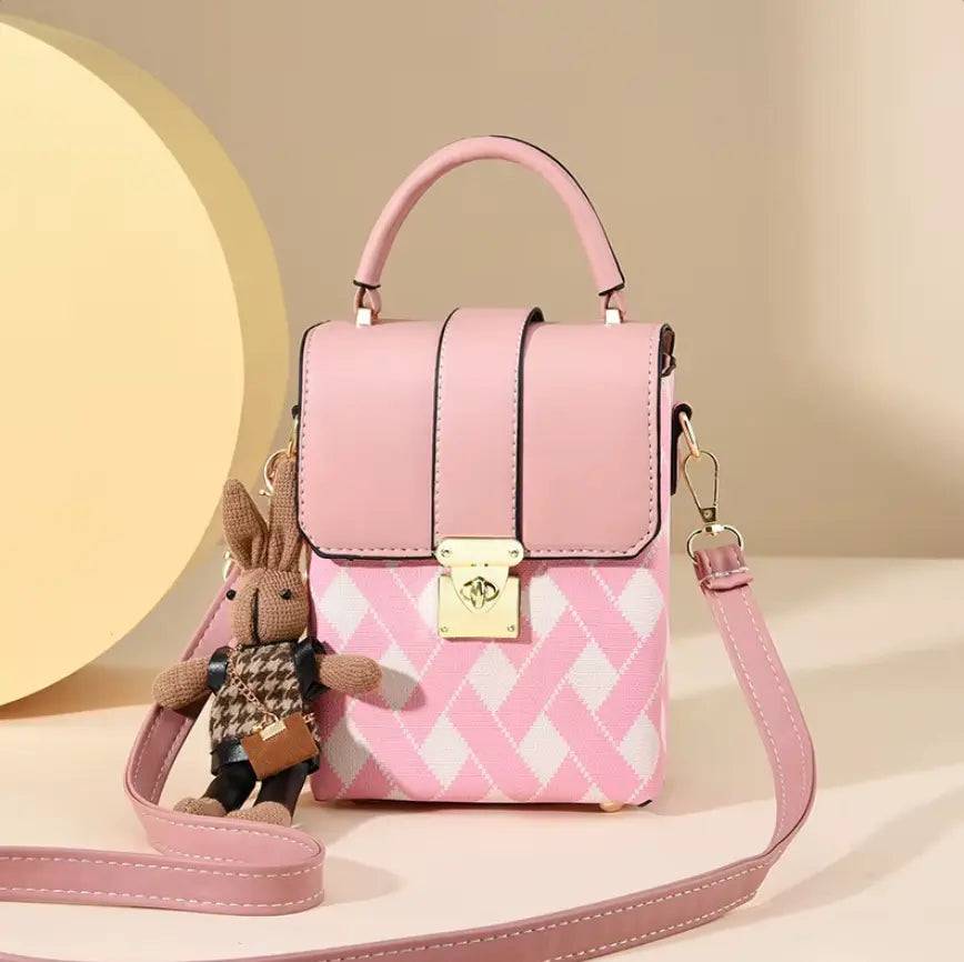 New Fendiz mobile phone bag Fashion Checkered PU Crossbody Bag for Girls Mini Shoulder Bag