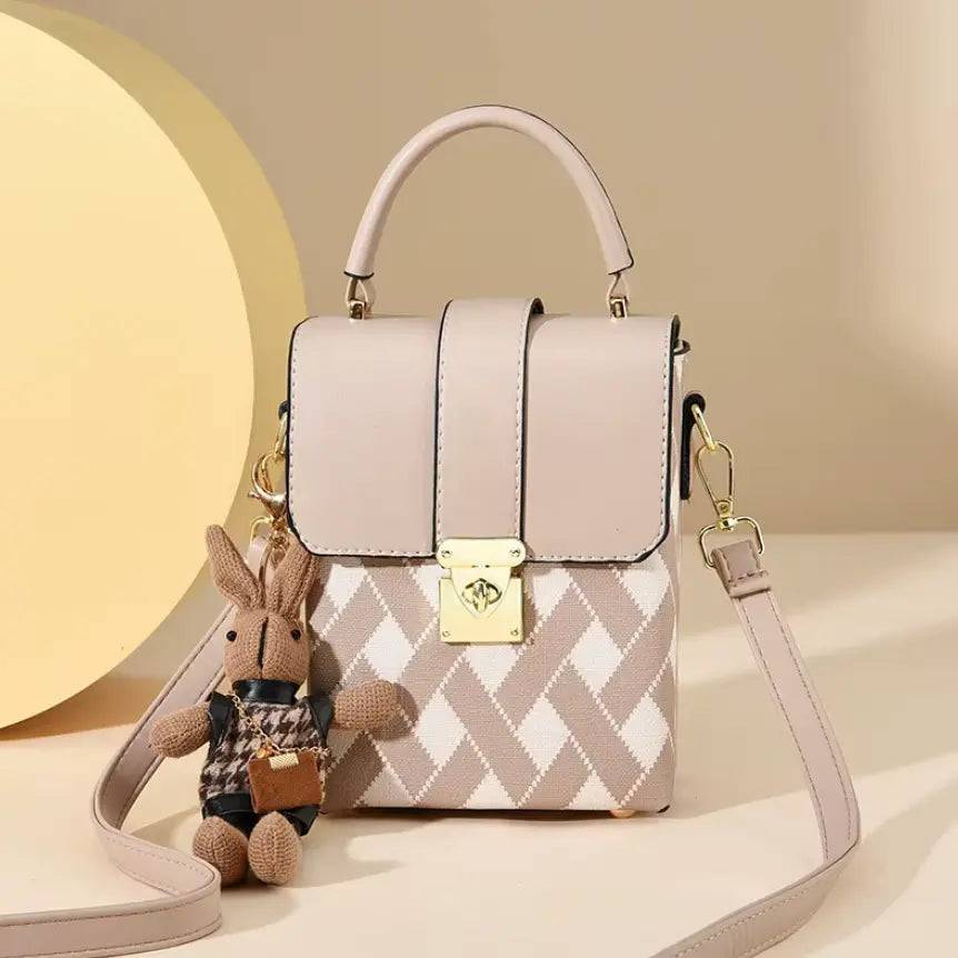 New Fendiz mobile phone bag Fashion Checkered PU Crossbody Bag for Girls Mini Shoulder Bag