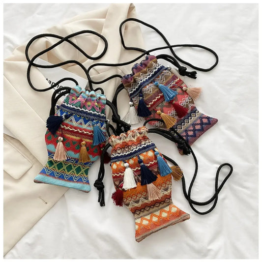 New Fendiz Bohemian Women trendy tassel bag Shoulder Bag Ethnic Cross body Bags Ladies Handbag