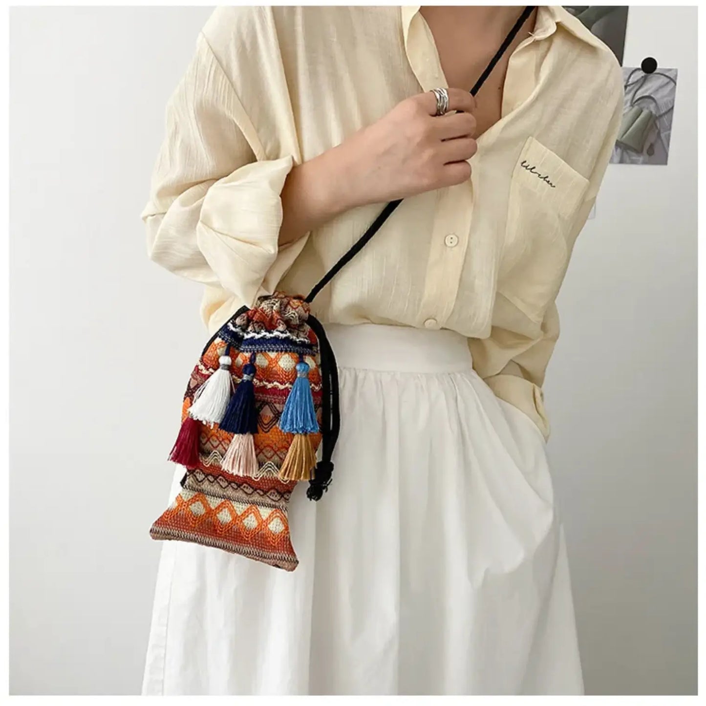 New Fendiz Bohemian Women trendy tassel bag Shoulder Bag Ethnic Cross body Bags Ladies Handbag