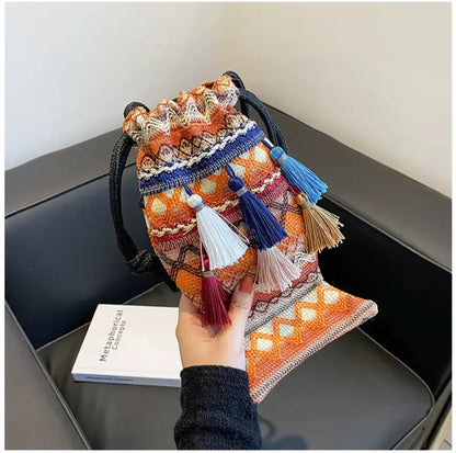 New Fendiz Bohemian Women trendy tassel bag Shoulder Bag Ethnic Cross body Bags Ladies Handbag