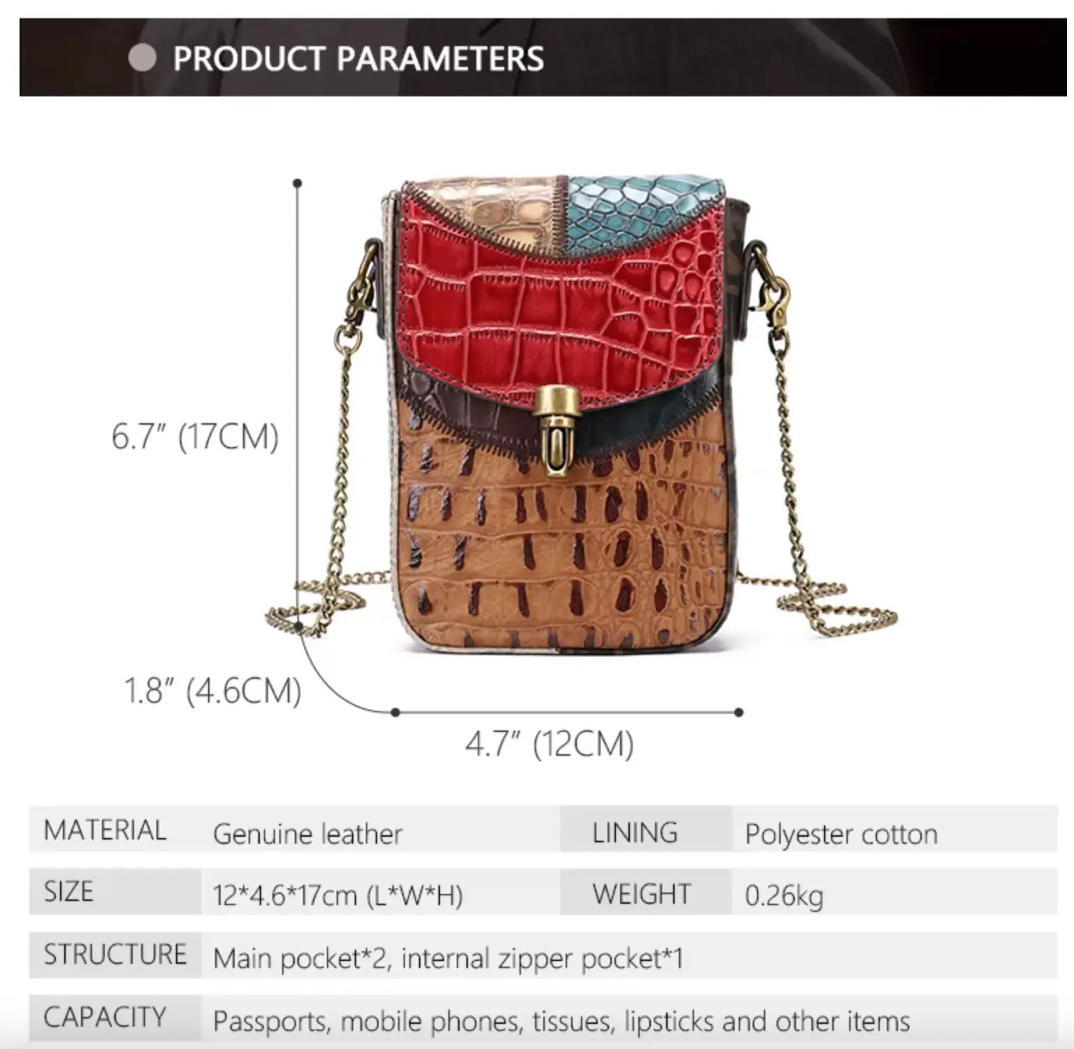 Fendiz Westal Retro Stitching Crossbody Bag Ladies Purses Mobile Phone Bag Genuine Leather Messenger Bags