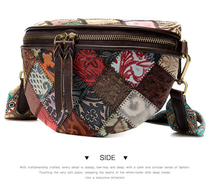 New Fendiz Elegant Shoulder Sling Bag Genuine Cow Leather Retro Classic