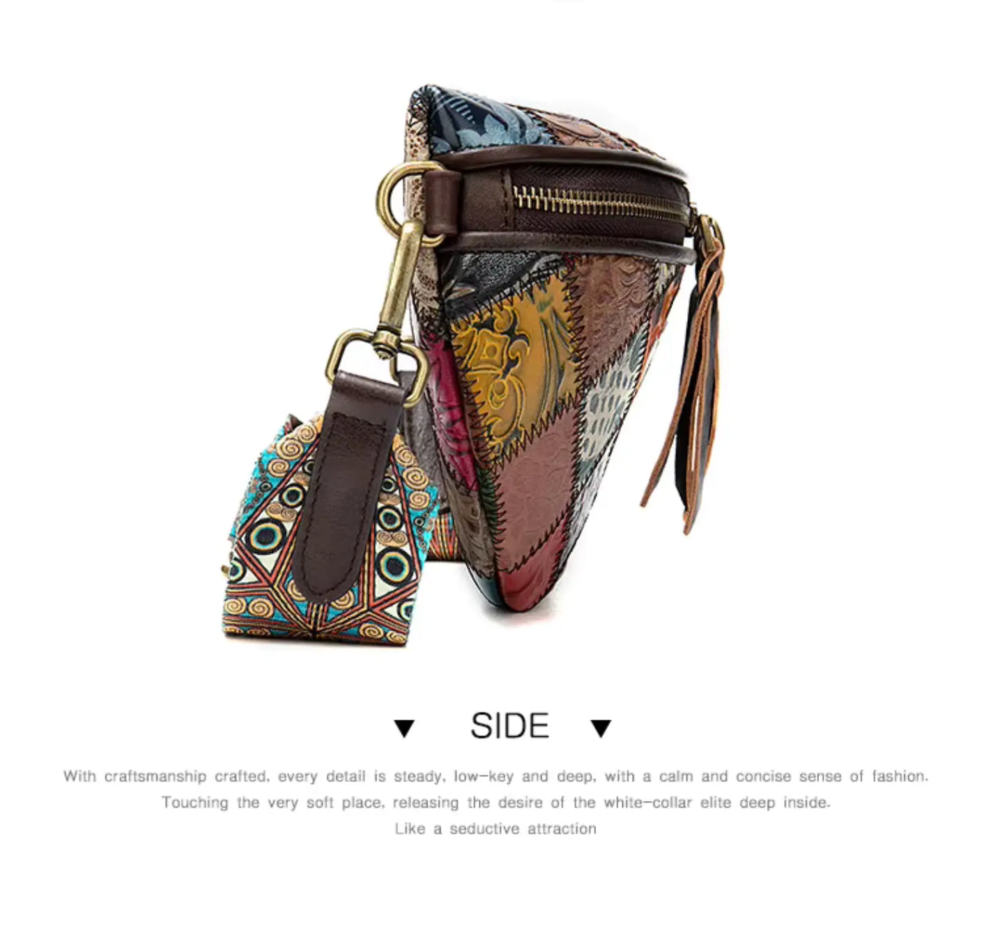 New Fendiz Elegant Shoulder Sling Bag Genuine Cow Leather Retro Classic