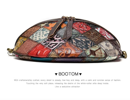 New Fendiz Elegant Shoulder Sling Bag Genuine Cow Leather Retro Classic