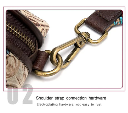 New Fendiz Elegant Shoulder Sling Bag Genuine Cow Leather Retro Classic