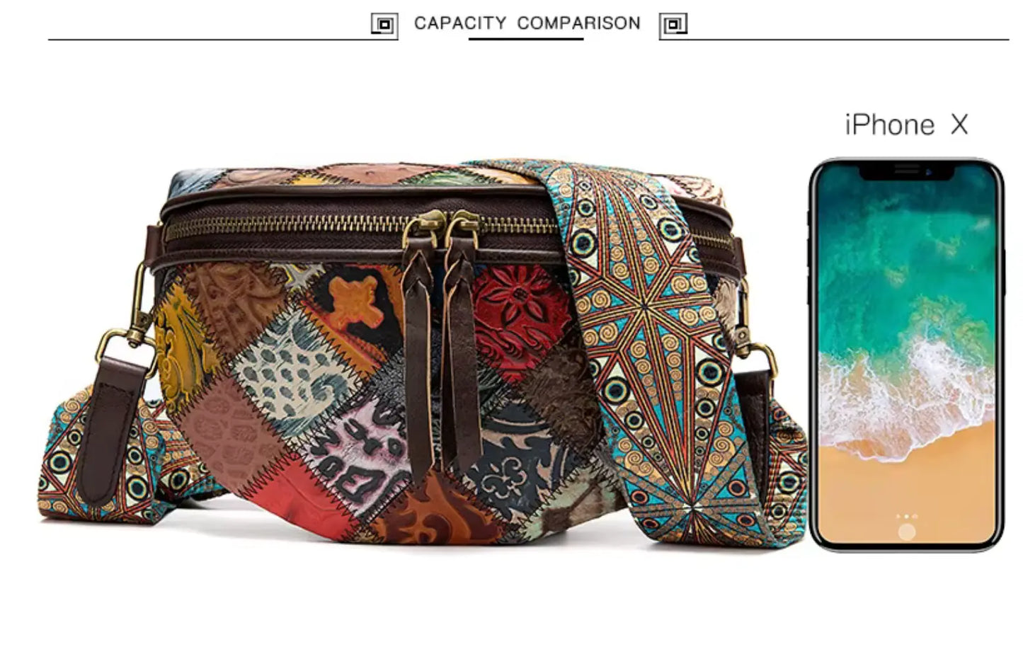 New Fendiz Elegant Shoulder Sling Bag Genuine Cow Leather Retro Classic