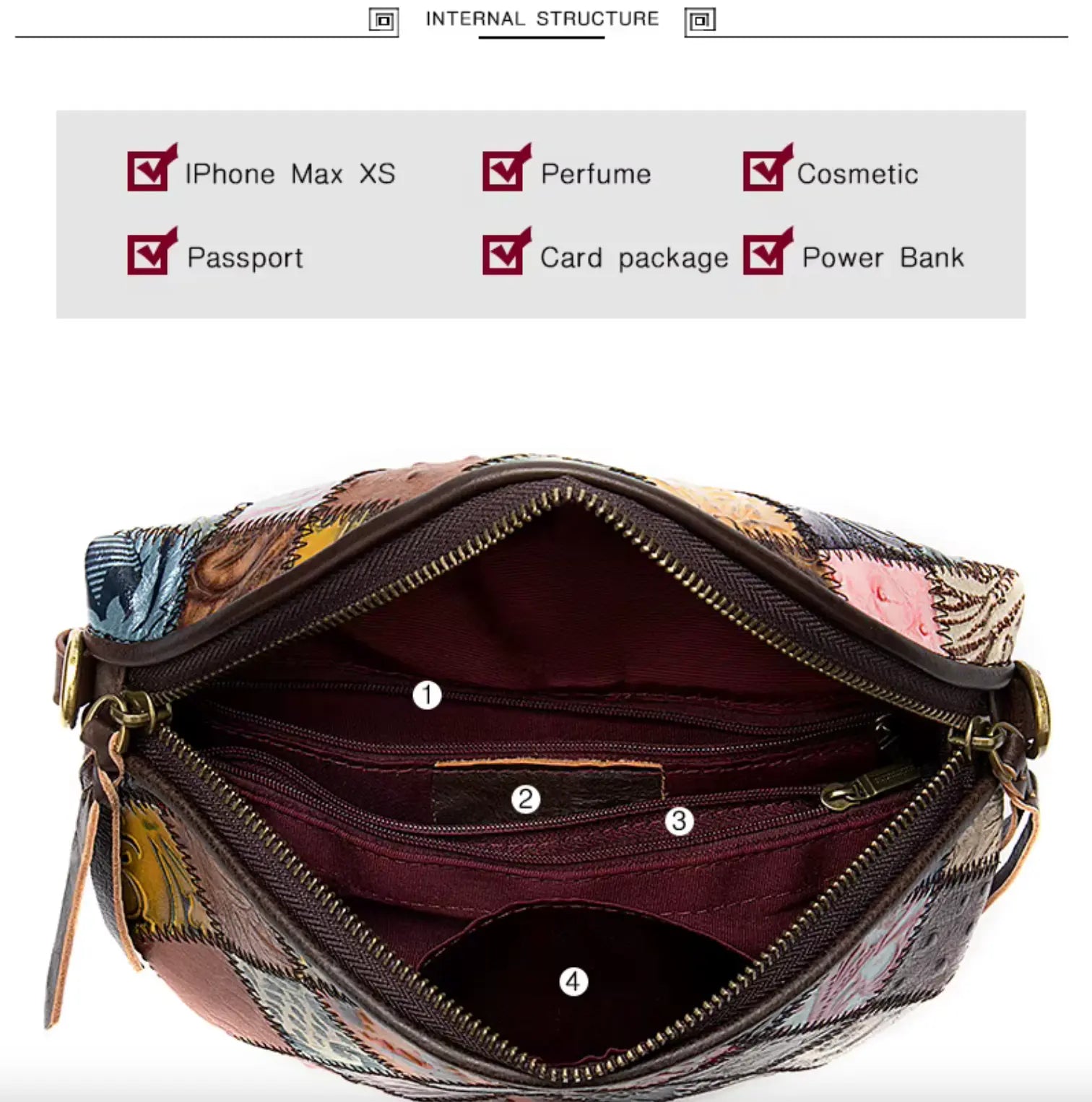 New Fendiz Elegant Shoulder Sling Bag Genuine Cow Leather Retro Classic