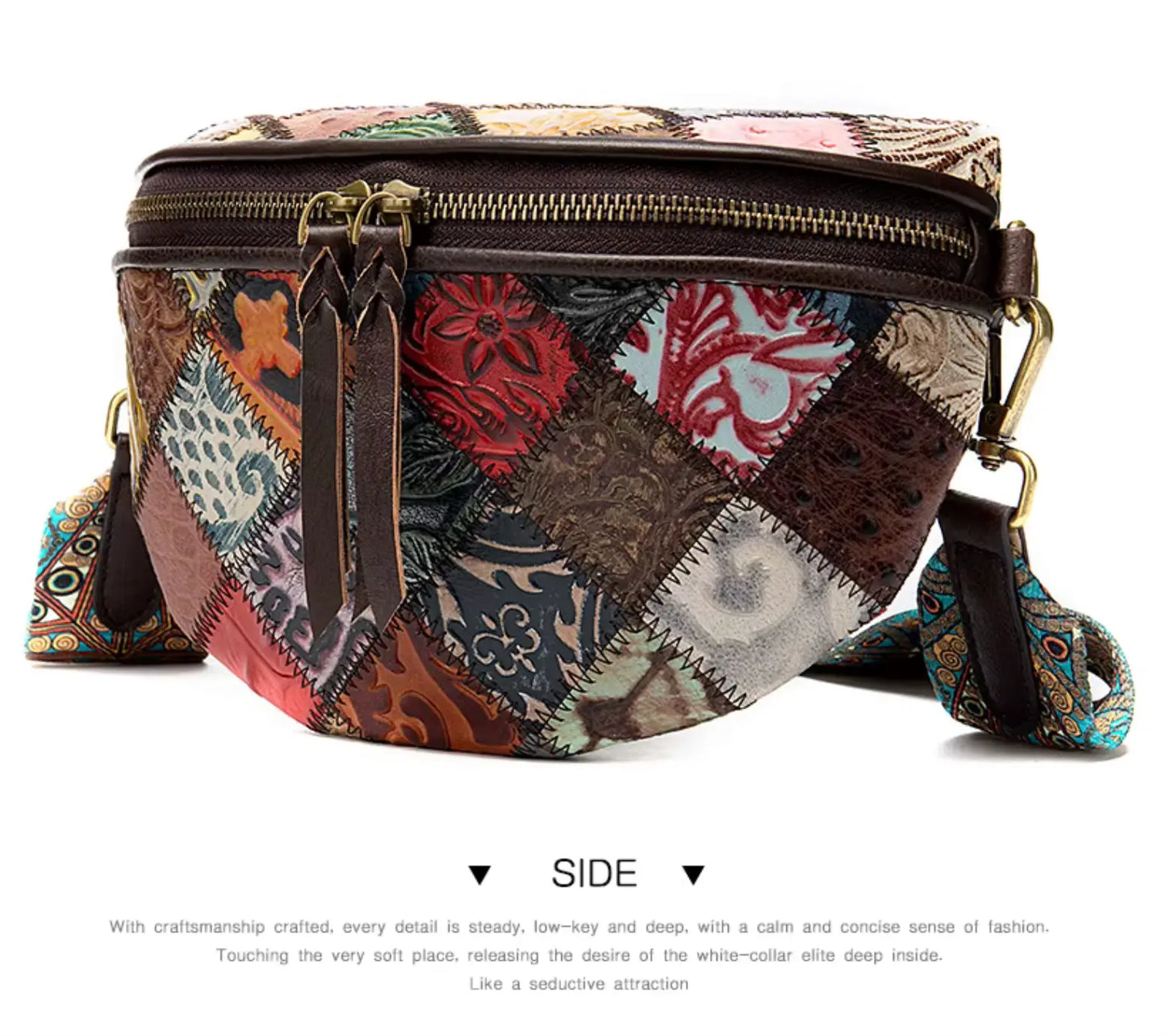 New Fendiz Elegant Shoulder Sling Bag Genuine Cow Leather Retro Classic