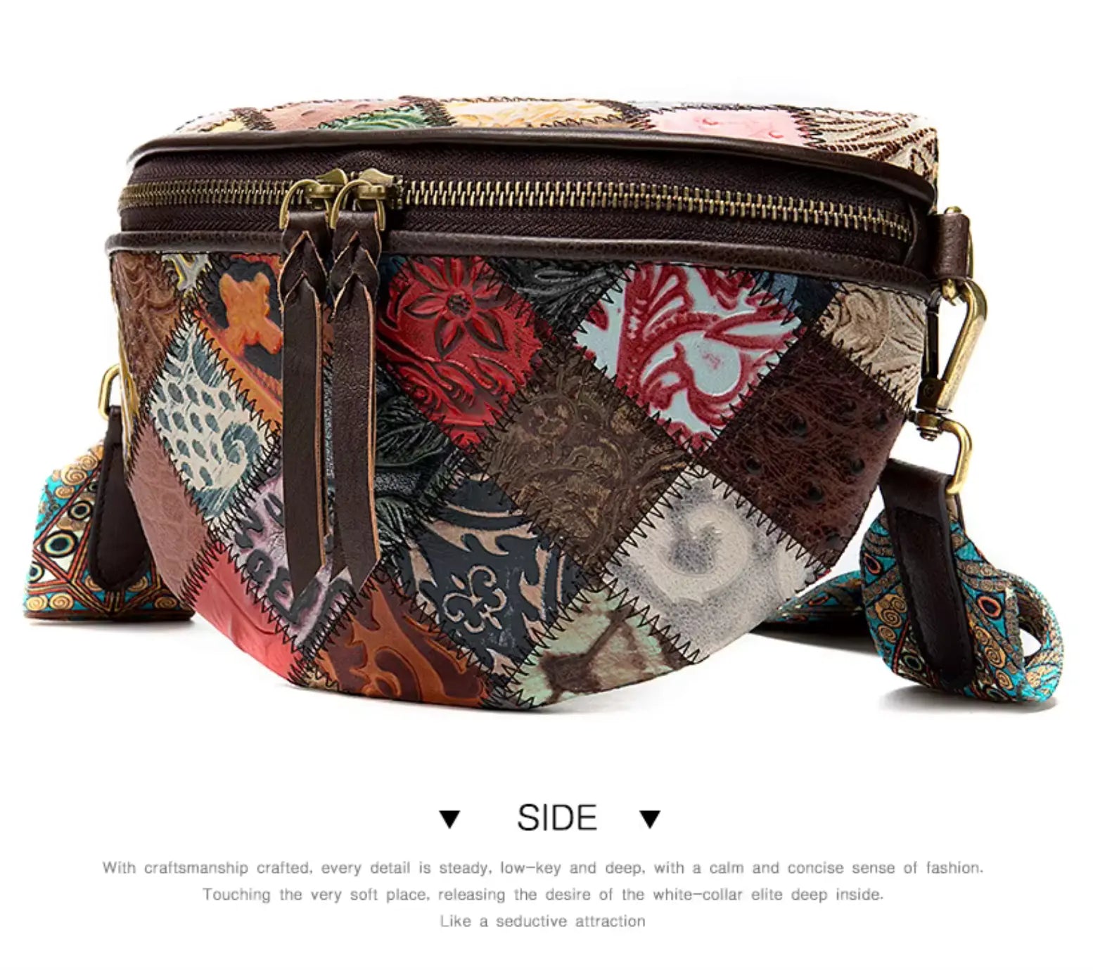 New Fendiz Elegant Shoulder Sling Bag Genuine Cow Leather Retro Classic