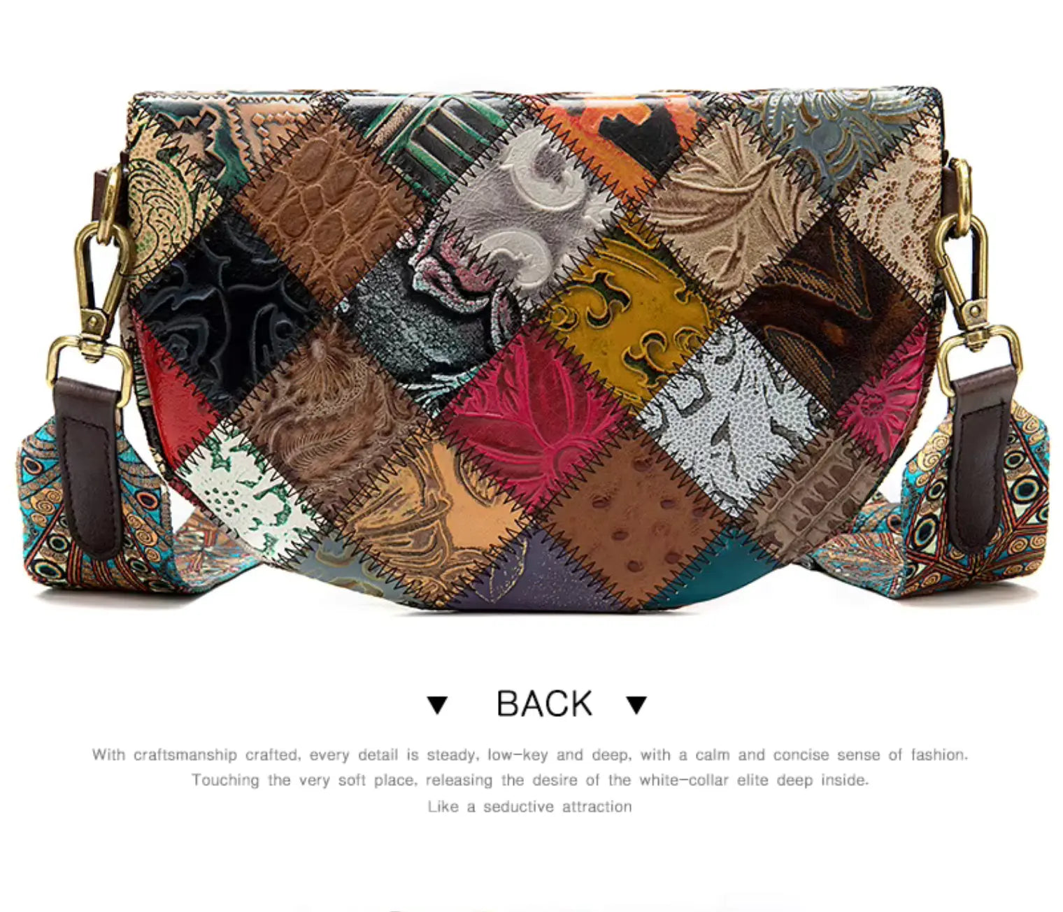 New Fendiz Elegant Shoulder Sling Bag Genuine Cow Leather Retro Classic