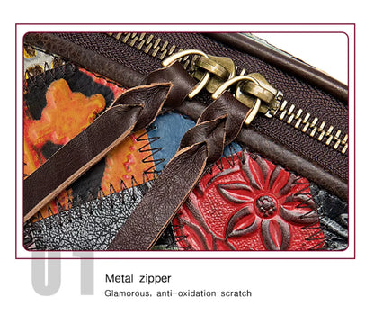 New Fendiz Elegant Shoulder Sling Bag Genuine Cow Leather Retro Classic