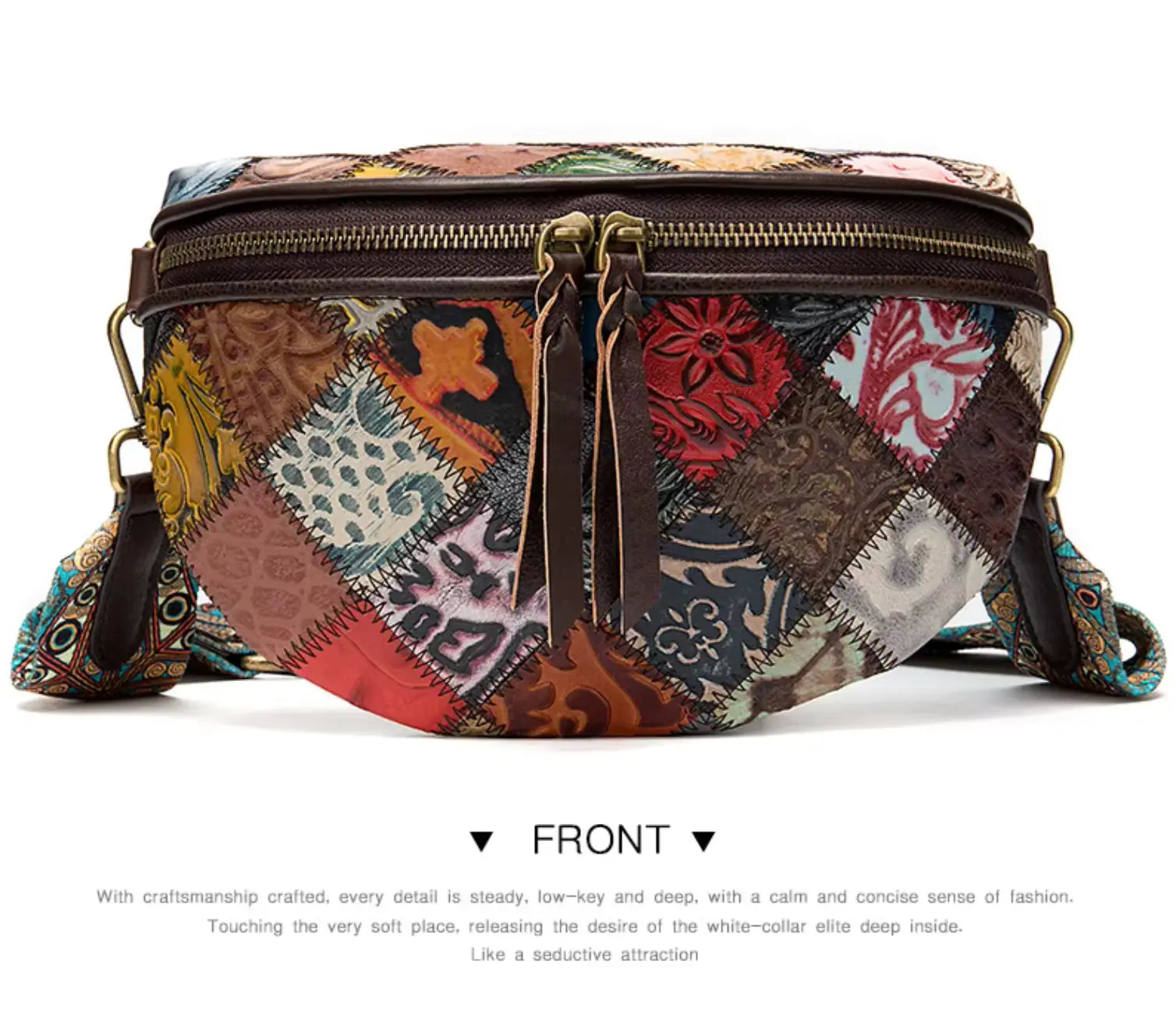 New Fendiz Elegant Shoulder Sling Bag Genuine Cow Leather Retro Classic