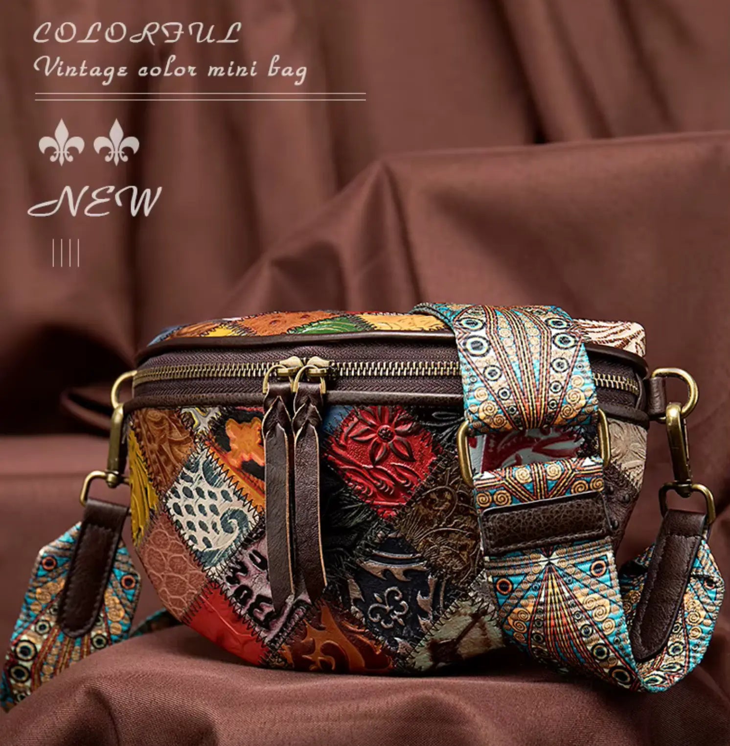 New Fendiz Elegant Shoulder Sling Bag Genuine Cow Leather Retro Classic