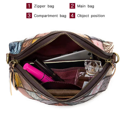 New Fendiz Elegant Shoulder Sling Bag Genuine Cow Leather Retro Classic