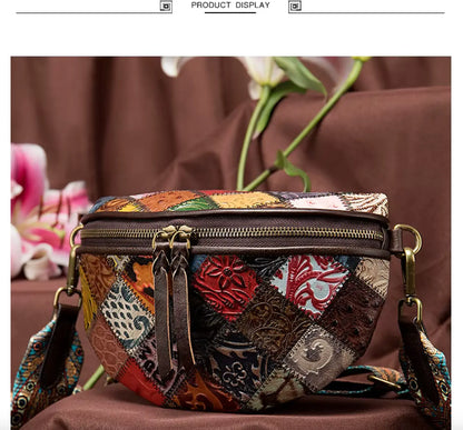 New Fendiz Elegant Shoulder Sling Bag Genuine Cow Leather Retro Classic