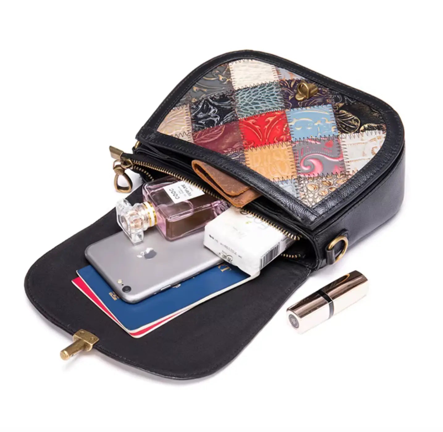 New Westal Genuine Leather Patchwork Purses Handbags and Crossbody Shoulder Bag