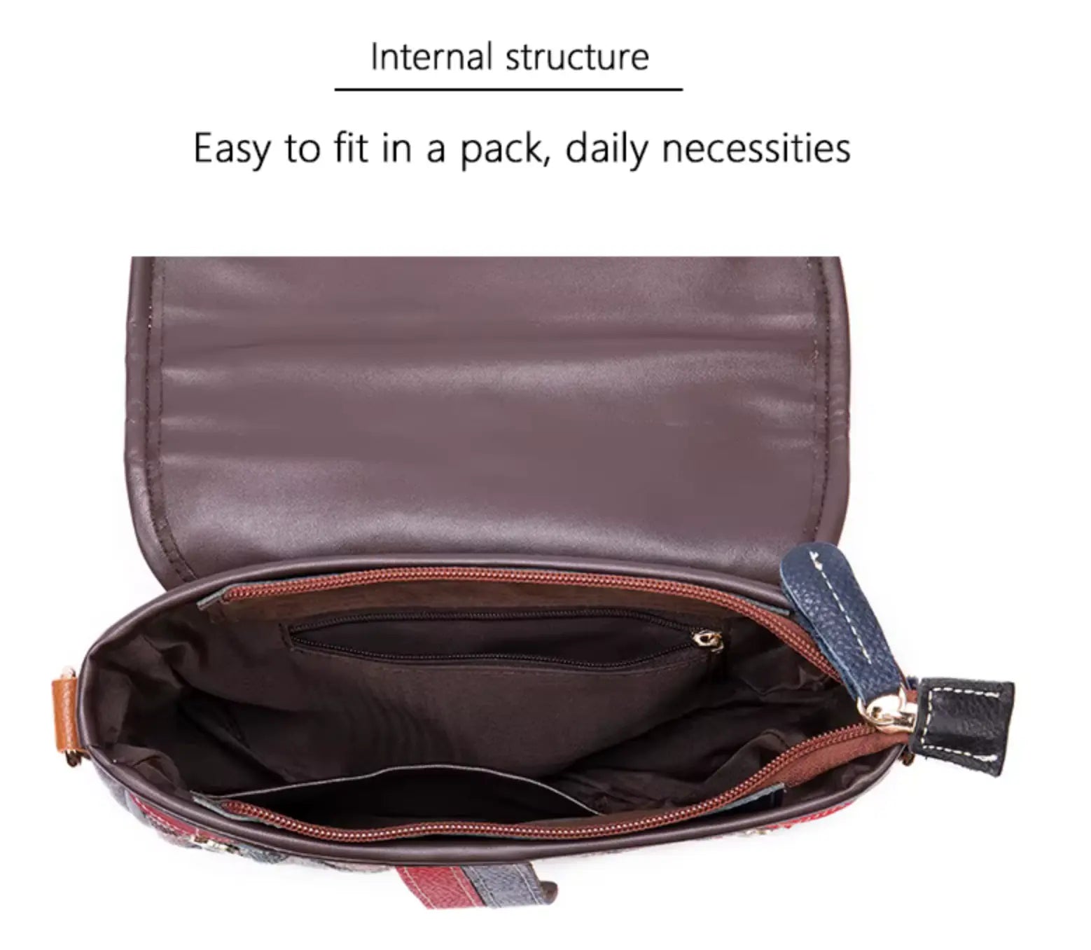 Patchwork Crossbody Bag Unique Genuine Leather Shoulder Bag Phone Purse with Shoulder Strap, Colorful