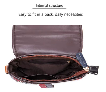 Patchwork Crossbody Bag Unique Genuine Leather Shoulder Bag Phone Purse with Shoulder Strap, Colorful