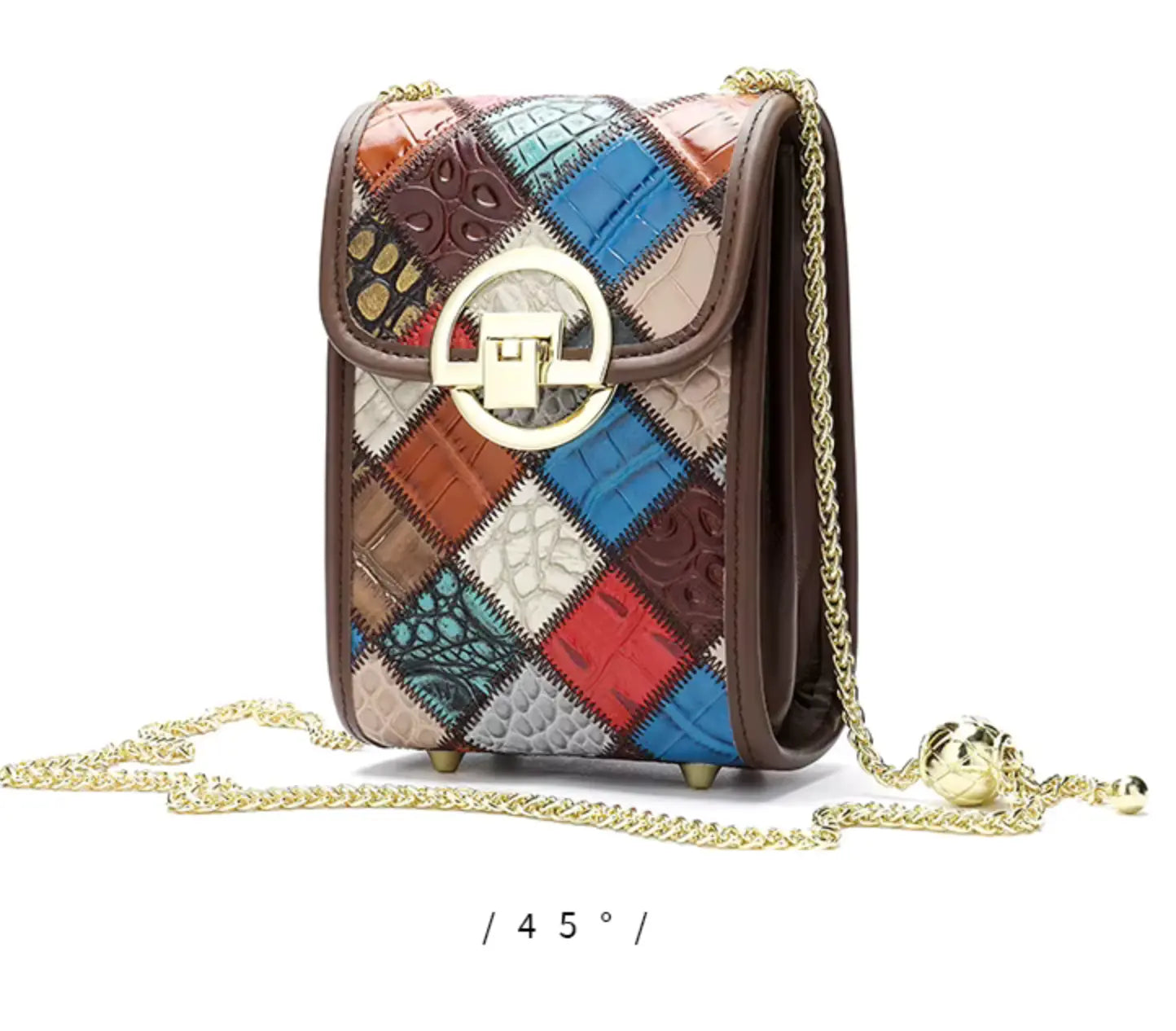 Westal Luxury Bohemia Patchwork Shoulder Sling Bag Cell Phone Purse Genuine Leather Crossbody Bags