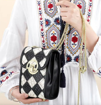 Westal Luxury Bohemia Patchwork Shoulder Sling Bag Cell Phone Purse Genuine Leather Crossbody Bags