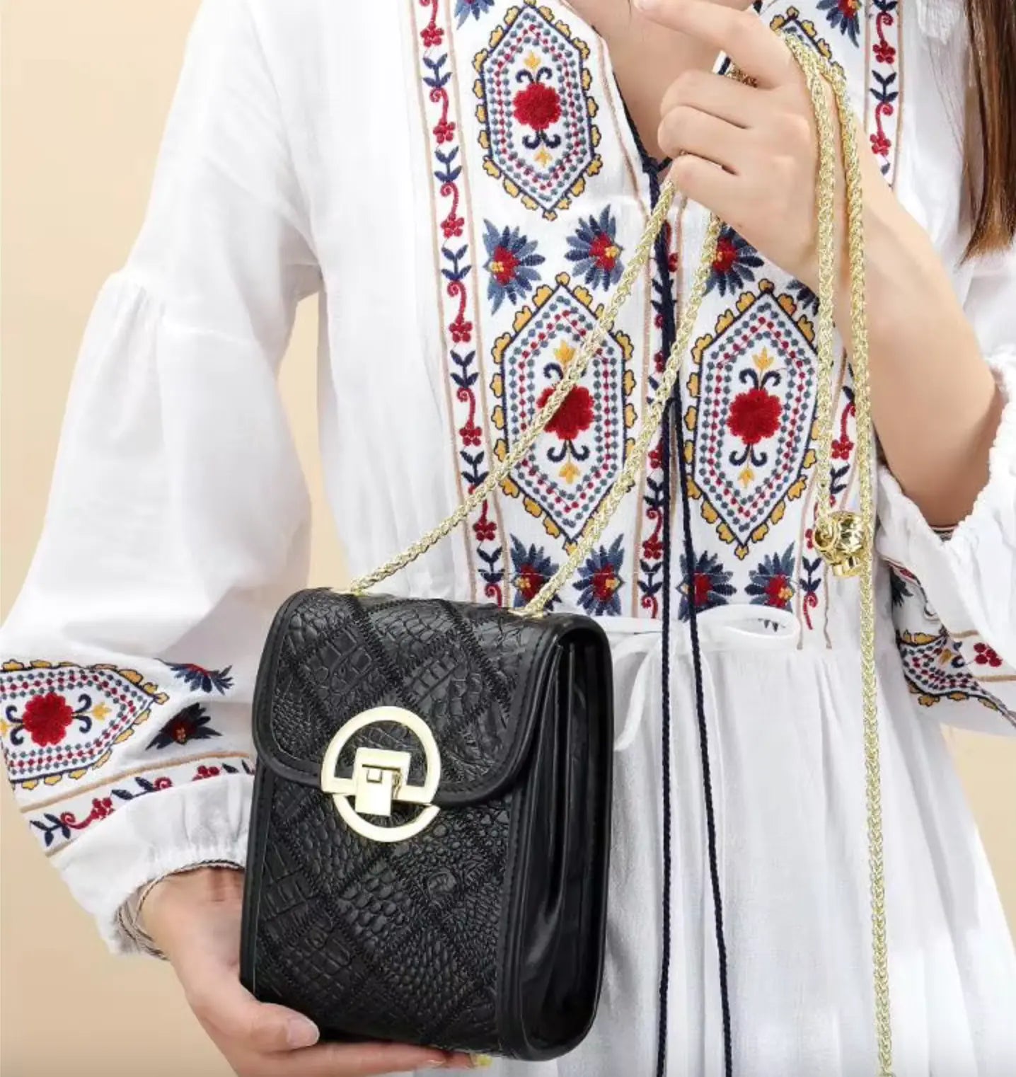 Westal Luxury Bohemia Patchwork Shoulder Sling Bag Cell Phone Purse Genuine Leather Crossbody Bags