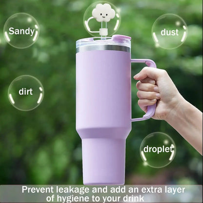 New 8Pcs 7-10mm Cute Animal Straw Toppers Tumbler Accessories Drinking Straw Cover Straw Cover Cap