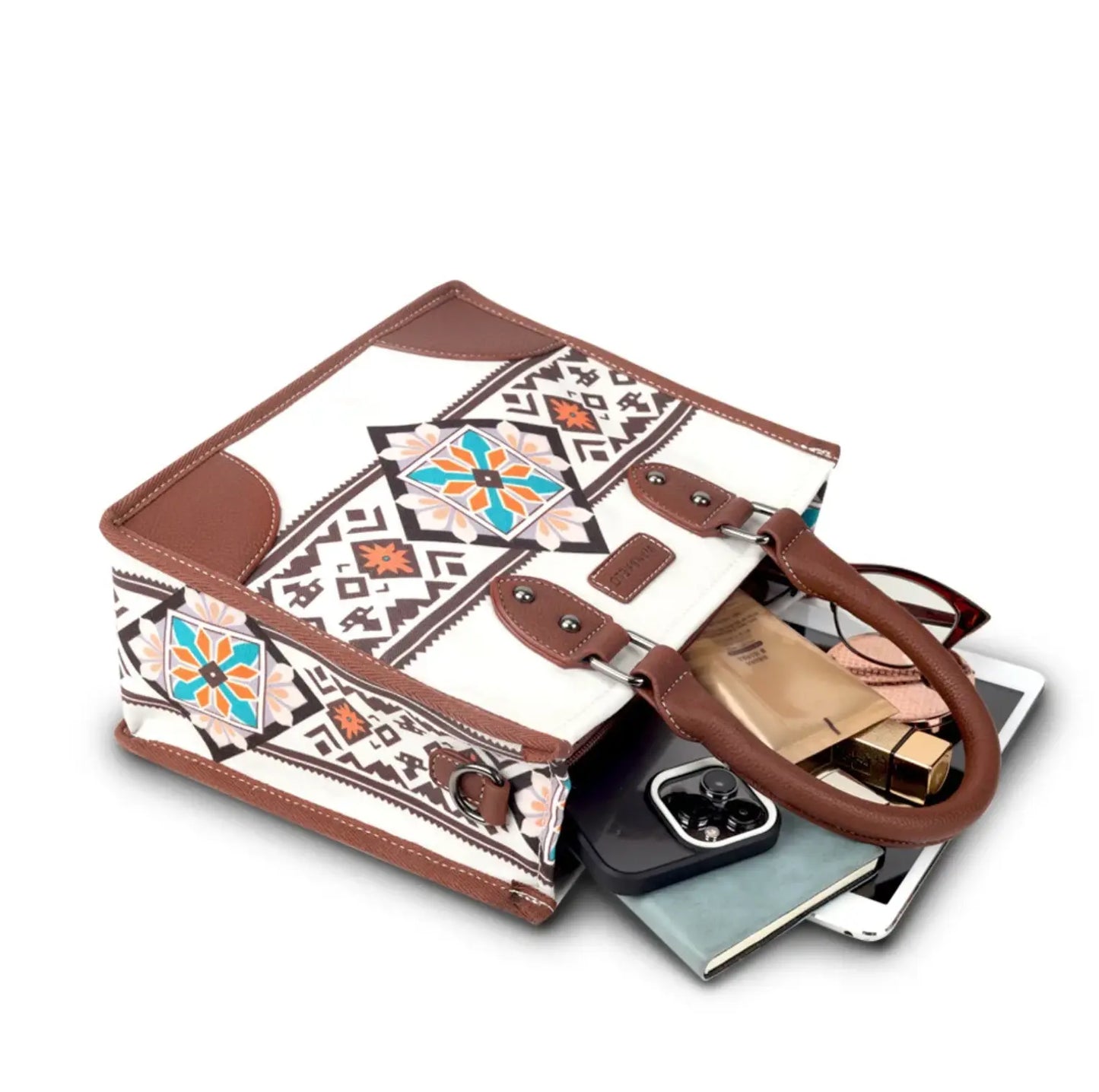 New Fendiz Classic Bohemian handbags Retro Canvas Pu Handbags and Purse Set Bohemian Aztec Pattern