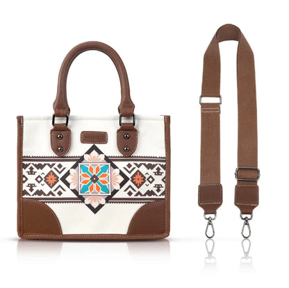 New Fendiz Classic Bohemian handbags Retro Canvas Pu Handbags and Purse Set Bohemian Aztec Pattern