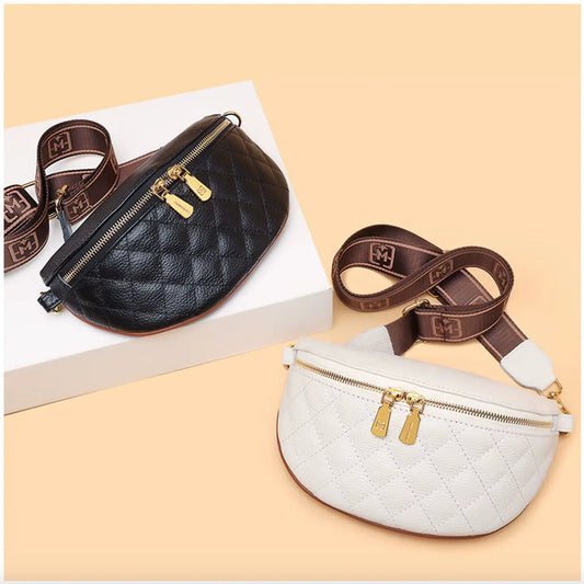 Fendiz Crossbody Sling Bag Fanny Packs Leather Chest Belt Bum Bag Anti Theft Purse for Travel