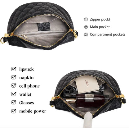 Fendiz Crossbody Sling Bag Fanny Packs Leather Chest Belt Bum Bag Anti Theft Purse for Travel