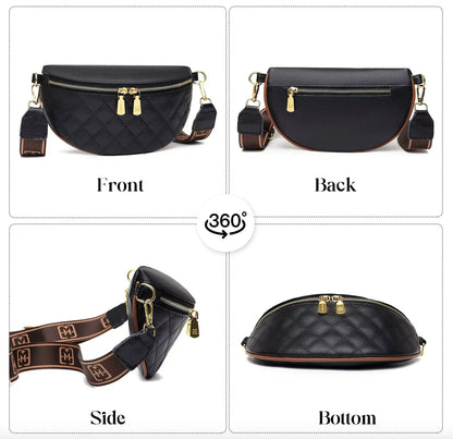 Fendiz Crossbody Sling Bag Fanny Packs Leather Chest Belt Bum Bag Anti Theft Purse for Travel