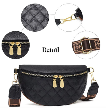 Fendiz Crossbody Sling Bag Fanny Packs Leather Chest Belt Bum Bag Anti Theft Purse for Travel