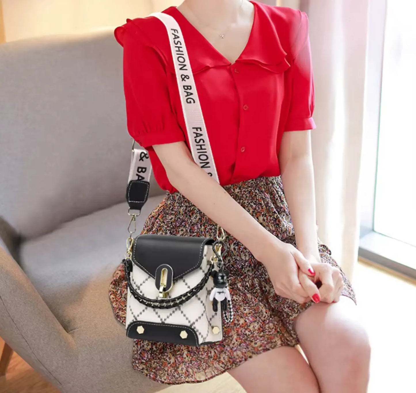 Fendiz Trendy Small Crossbody Bags Cell Phone Purse Shoulder Handbags with Wide Strap