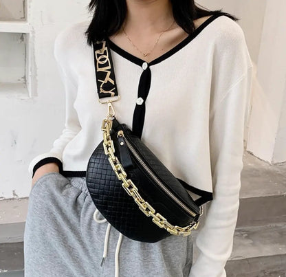 New Luxury Designer Fanny Pack Plaid leather Waist Bag Shoulder Crossbody Chest Bags Luxury Designer