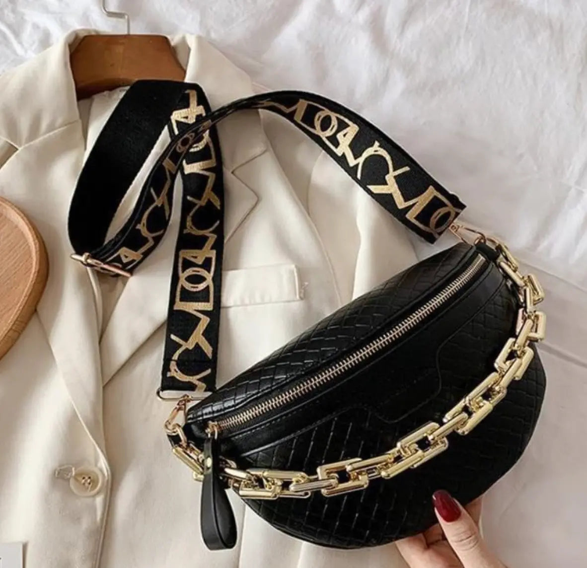 New Luxury Designer Fanny Pack Plaid leather Waist Bag Shoulder Crossbody Chest Bags Luxury Designer