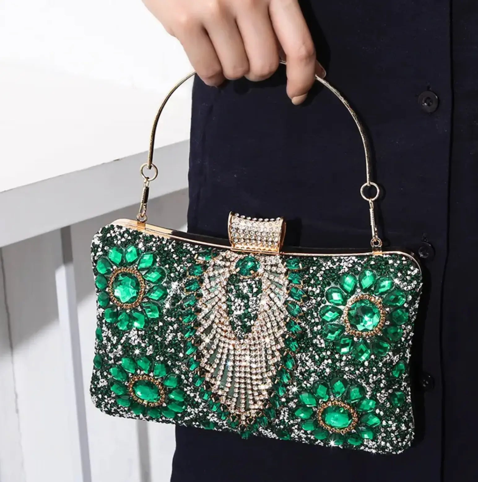 New Trendy Fashion Indian Rhinestone Evening Clutch Bag