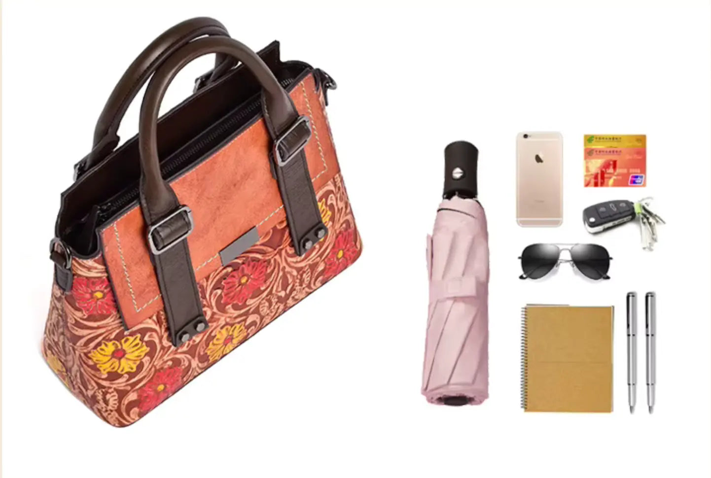 New Fendiz Genuine Leather Handmade Handbag Vintage Satchel Retro Cowhide Crossbody Purse Hobo Bags