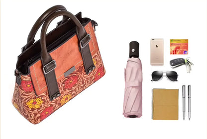 New Fendiz Genuine Leather Handmade Handbag Vintage Satchel Retro Cowhide Crossbody Purse Hobo Bags