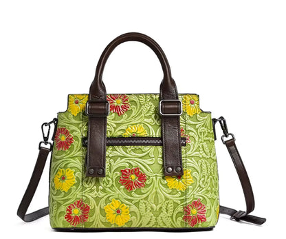 New Fendiz Genuine Leather Handmade Handbag Vintage Satchel Retro Cowhide Crossbody Purse Hobo Bags