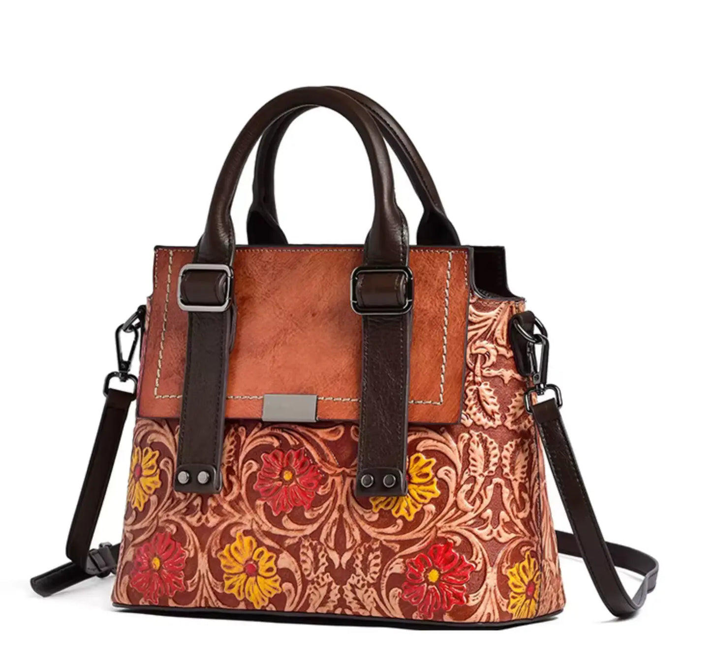 New Fendiz Genuine Leather Handmade Handbag Vintage Satchel Retro Cowhide Crossbody Purse Hobo Bags