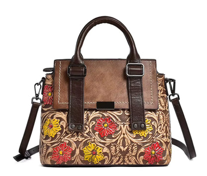 New Fendiz Genuine Leather Handmade Handbag Vintage Satchel Retro Cowhide Crossbody Purse Hobo Bags