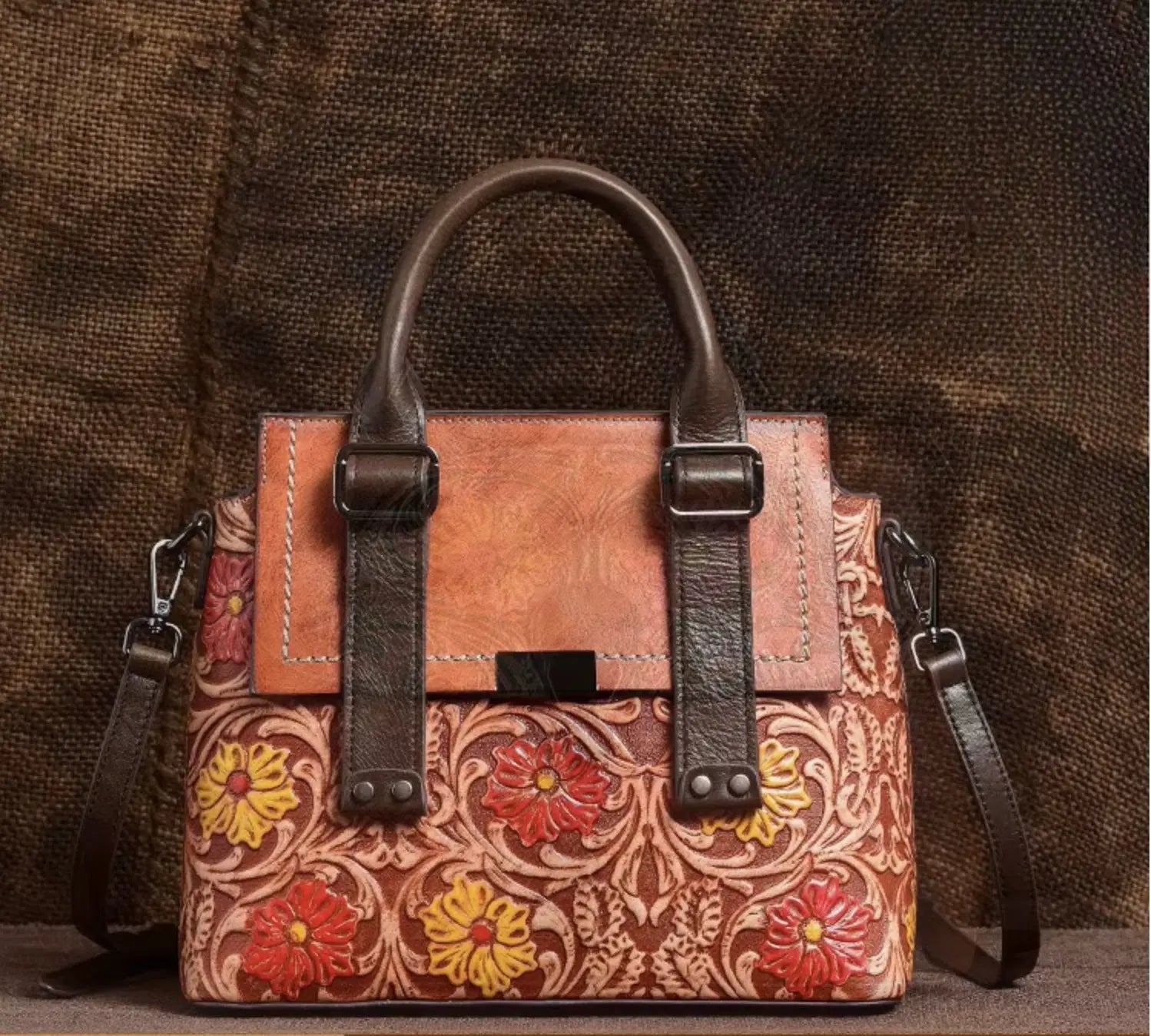 New Fendiz Genuine Leather Handmade Handbag Vintage Satchel Retro Cowhide Crossbody Purse Hobo Bags