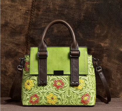 New Fendiz Genuine Leather Handmade Handbag Vintage Satchel Retro Cowhide Crossbody Purse Hobo Bags