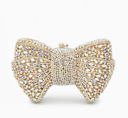 New Classic Women Bowknot Crystal Cutch Bag
