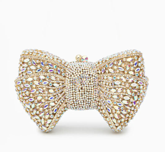 New Classic Women Bowknot Crystal Cutch Bag